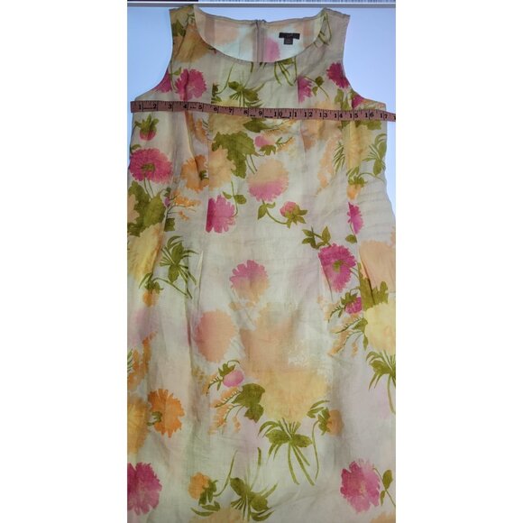J Jill Dress Linen Sand Beige Floral 100% Linen Dress Womens Sz 8P - Picture 6 of 12